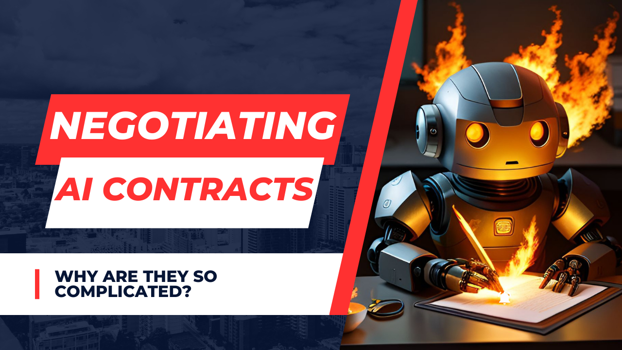 Cute robot setting contract on fire